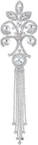 1Pc Hotfix Rhinestone, Brass on Patches, for Wedding Theme Dress Shoes Garment Decoration, Flower, Crystal, 264x68x11mm
