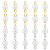 40Pcs 2 Colors Natural Freshwater Pearl Connector Charms, Potato Links, with Metal Double Loops, Platinum & Golden, 13~15x6.5~8x4~6mm, Hole: 2.5mm, 20pcs/color