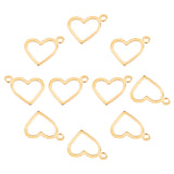 304 Stainless Steel Charms, Hollow, Heart, Golden, 10x13.7x1mm, Hole: 1mm, 100pcs/box