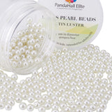 Pearlized Glass Pearl Round Beads, Dyed, Floral White, 6mm, Hole: 1.2~1.5mm, about 400pcs/box