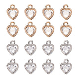 Alloy Charms, with Cubic Zirconia, Heart, Mixed Color, 12x8.5x5mm, Hole: 1mm, 2 colors, 100pcs/box