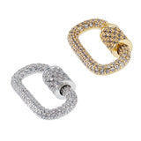 2Pcs 2 Colors Brass Micro Pave Clear Cubic Zirconia Screw Carabiner Lock Charms, for Necklaces Making, Oval, Mixed Color, 24x14.5x3~6mm, 1pc/color