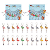Alloy Enamel Pendant Locking Stitch Markers, 304 Stainless Steel Stitch Marker, Flamingo & Acrylic Flat Round Number 0~9, Mixed Color, 5.7cm, 10pcs/set