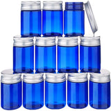 50g Empty PET Plastic Refillable Cream Jar, Portable Cosmetic Containers, with Aluminum Screw Cap, Blue, 4.95x4.8cm, Capacity: 50g