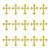 Polyester Metallic Thread Embroidery Applique Patch, Sewing Craft Decoration, Religion Cross, Gold, 96x72x1mm