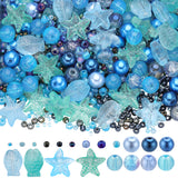 DIY Beads Jewelry Making Finding Kit, Including Glass & Round Seed Beads, Fish & Imitation Pearl & Starfish, Blue, 1362Pcs/box