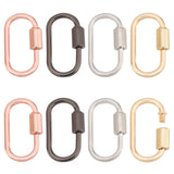 8Pcs 4 Colors Alloy Screw Carabiner Lock Charms, Oval Keychain Clasps for Necklaces Making, Mixed Color, 30x17x2mm, Inner Diameter: 25x10.5mm, 2pcs/color