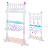 Laser Style Acrylic Earring Display Stands, Holds Up to 16 Pairs, 2-Tier Earring Organizer Holder, Coat Hanger Shapes, Colorful, Finish Product: 2.3x7x30cm, about 21pcs/set