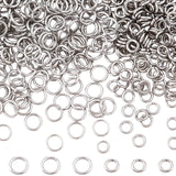 1100Pcs 2 Style 304 Stainless Steel Open Jump Rings, Round Ring, Stainless Steel Color, 18 Gauge, 3~4x0.6mm, Inner Diameter: 1.8~2.8mm, 550pcs/style