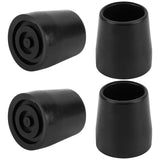 4Pcs Anti-slip Rubber Walking Stick Footpad Accessories, Black, 40x38mm, Inner Diameter: 28mm, 4pcs/bag