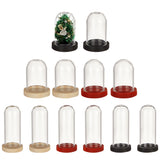 12Pcs 2 Style Mini Cloche Bell Jars, Glass Dome, Column Glass Display Cover, with 12Pcs 3 Colors Natural Wood Cabochon Settings, Mixed Color