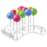 20-Hole Arc-Shaped Transparent Acrylic Lollipop Display Holder, Cake Pop Stand for Baby Shower, Birthday, Anniversary, Wedding Party, Clear, 10.5x15x5cm, Hole: 3.9mm