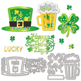 Saint Patrick's Day Carbon Steel Cutting Dies Stencils, for DIY Scrapbooking, Photo Album, Decorative Embossing Paper Card, Stainless Steel Color, Clover, 106~148x62~84x0.8mm, 2pcs/set