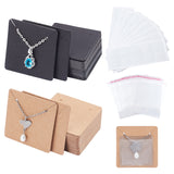 300Pcs 4 Style Square Cardboard Jewelry Display Cards, Rectangle PVC & OPP Packaging Bags, for Necklace Displays, Mixed Color, Jewelry Display Cards: 50pcs/color, 2 colors/set, 100/set