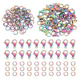 DIY Jewelry Making Finding Kit, Including Ion Plating(IP) 304 Stainless Steel 40Pcs Lobster Claw Clasps & 80Pcs Jump Rings, Rainbow Color, 120pcs/box