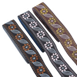 10.5M 3 Styles Ethnic Style Embroidery Polyester Ribbons, Jacquard Ribbon, Garment Accessories, Flower & Leaf Pattern, Mixed Color, 1-1/4 inch(32mm)