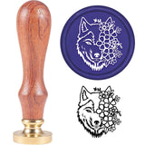 Brass Wax Seal Stamp with Handle, for DIY Scrapbooking, Wolf Pattern, 3.5x1.18 inch(8.9x3cm)