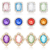 12Pcs 12 Styles Rectangle/Rhombus/Round Detachable Alloy Rhinestone Shoe Decoration, with Plastic Buckle Clip, Mixed Color, 20.5~32x18~26x15.5~17mm, 1pc/style