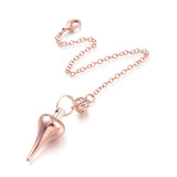 Brass Pointed Dowsing Pendulums, with Lobster Claw Clasps, Teardrop, Rose Gold, 223x2.5mm