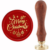 Brass Wax Seal Stamp with Handle, for DIY Scrapbooking, Christmas Themed Pattern, 3.5x1.18 inch(8.9x3cm)