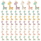 60Pcs 6 Colors Alloy Enamel Pendants, Giraffe Charms, Mixed Color, 27x17x1mm, Hole: 2mm, 10pcs/color