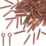 120Pcs Natural Wood Pendants, Dyed, Rectangle Charms, Saddle Brown, 40x5x2mm, Hole: 2mm