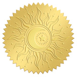 Self Adhesive Gold Foil Embossed Stickers, Medal Decoration Sticker, Sun Pattern, 5x5cm