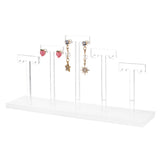 Acrylic T-Bar Earring Display Stands, Earring Riser Organizer Holder with 5Pcs Bars, Clear, Finish Product: 19.9x5x10.2cm, about 6pcs/set