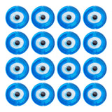 Handmade Evil Eye Lampwork Beads Strands, Flat Round, Blue, 16~17x8~9mm, Hole: 1.8mm, about 24pcs/strand, 12.60''(32cm), 1strand/box