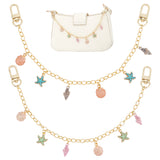 2Pcs 2 Colors Brass Bag Decorative Chains, with Ocean Themed Alloy Enamel Charms, Mixed Color, 32cm, 1pc/color