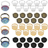 40Pcs 4 Colors Adjustable Brass Ring Components, Pad Ring Findings, with Flat Round Cabochon Bezel Settings, Mixed Color, Tray: 16mm, 17mm, 10pcs/color