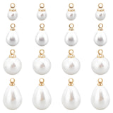 40Pcs 2 Style ABS Plastic Imitation Pearl Pendants, with Brass Findings, Drop & Round, Real 18K Gold Plated, 10~17.5x6~10x6~10mm, Hole: 1.6mm, 2 style, 10pcs/style, 40pcs