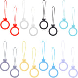 16Pcs 8 Colors Silicone Mobile Phone Finger Rings, Finger Crown Ring Short Hanging Lanyards, Mixed Color, 10.4~10.5cm, 2pcs/color