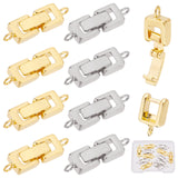 12 Sets 2 Colors Brass Fold Over Clasps, 1-Hole, Platinum & Golden, 24x7x4mm, Hole: 1mm, 6sets/color