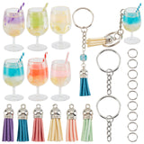 DIY Imitaion Fruit Juice Charm Keychain Making Kits, Including Acrylic Goblet Pendants, Faux Suede Tassel Pendant Decorations, Iron Split Rings, Mixed Color, 48pcs/set