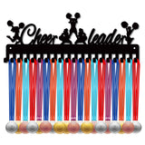 Iron Medal Holder Frame, Medals Display Hanger Rack, 20 Hooks, with Screws, Cheerleader Pattern, 146x400mm, Hole: 5mm