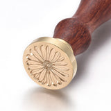 DIY Scrapbook, Brass Wax Seal Stamp and Wood Handle Sets, Daisy, Golden, 9cm, Stamps: 2.55x1.45cm