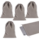 Velvet Cloth Drawstring Pouches, Jewelry Bags, Rectangle, Slate Gray, 34.8x24.6cm