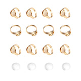 DIY Finger Rings Making, with Adjustable 304 Stainless Steel Finger Rings Components and Transparent Glass Cabochons, Flat Round, Golden, Size: 7, 17mm, 12pcs/box