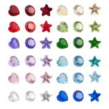 Transparent Pointed Back Glass Cabochons, for DIY Crafts Jewelry Making, Mixed Shapes, Mixed Color, 6.8x5.2x1.1cm, 288pcs/box
