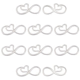 304 Stainless Steel Links, Infinity with Heart, Stainless Steel Color, 40x19x2.5mm, Hole: 1.5mm, 10pcs/box