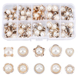 1-Hole Plastic Button Kits, Imitation Pearl Button, for Clothing Decoration, Mixed Shapes, Seashell Color, 10pcs/style