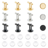 Blank Dome Cufflinks Making Kit, Including 304 Stainless Steel Cuff Button, Glass Cabochons, Mixed Color, 24Pcs/box