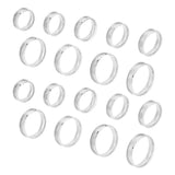 201 Stainless Steel Grooved Finger Rings Set for Men Women, Stainless Steel Color, Wide: 6mm, Inner Diameter: 16~22.2mm, 3Pcs/size, 9 Size, 27Pcs/box