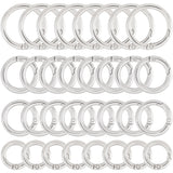 32Pcs 4 Styles Zinc Alloy Spring Gate Rings, O Rings, Platinum, 20~33x3.5~54mm, Inner Diameter: 13~26mm, 8pcs/style