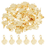 40Pcs Brass Charms, Cadmium Free & Nickel Free & Lead Free, Clover, Real 18K Gold Plated, 11x8x1mm, Hole: 2.5mm