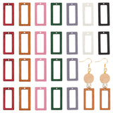 140Pcs 7 Colors Wood Pendants, Dyed, Hollow Rectangle Charms, Mixed Color, 30.5~31x14.5~15x2.5~3mm, Hole: 1.5mm, 20pcs/color