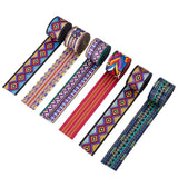 6 Strands 6 Styles Double-Sided Printed Polyester Ribbons, for Clothing Accessories, Wave & Rhombus & Stripe & Geometric Pattern, Mixed Patterns, 1-1/2 inch(38mm), about 1.99 Yards(1.82m)/strand