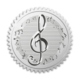 Custom Silver Foil Embossed Picture Sticker, Award Certificate Seals, Metallic Stamp Seal Stickers, Flower with Word Honor Roll, Musical Note Pattern, 5cm, 4pcs/sheet