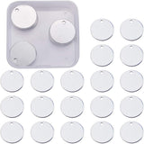 Aluminum Blank Pendants, Flat Round, Platinum, 20x1mm, Hole: 2.5mm, about 30pcs/box